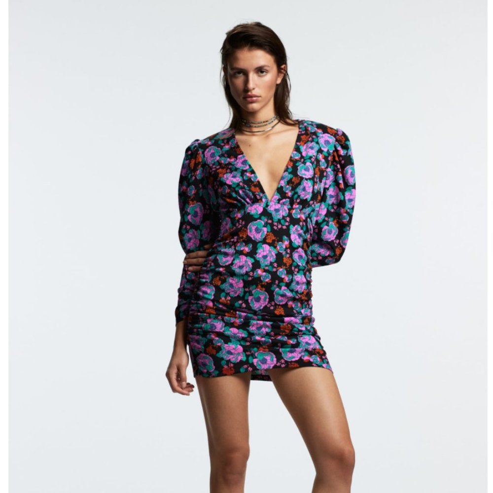 NWT ZARA FLORAL PRINT DRAPED DRESS